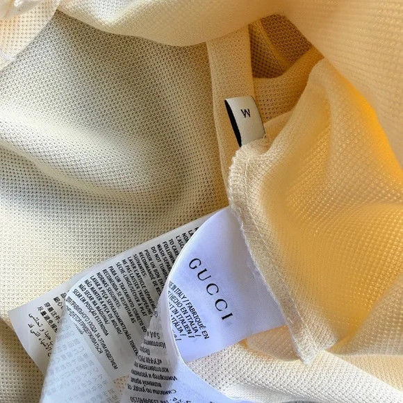 Gucci Cream Polo with Navy Collar and Monogram Shoulder Trim